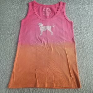 The Black Dog Kids Pink Orange Tank Top Sleeveless Crewneck Medium